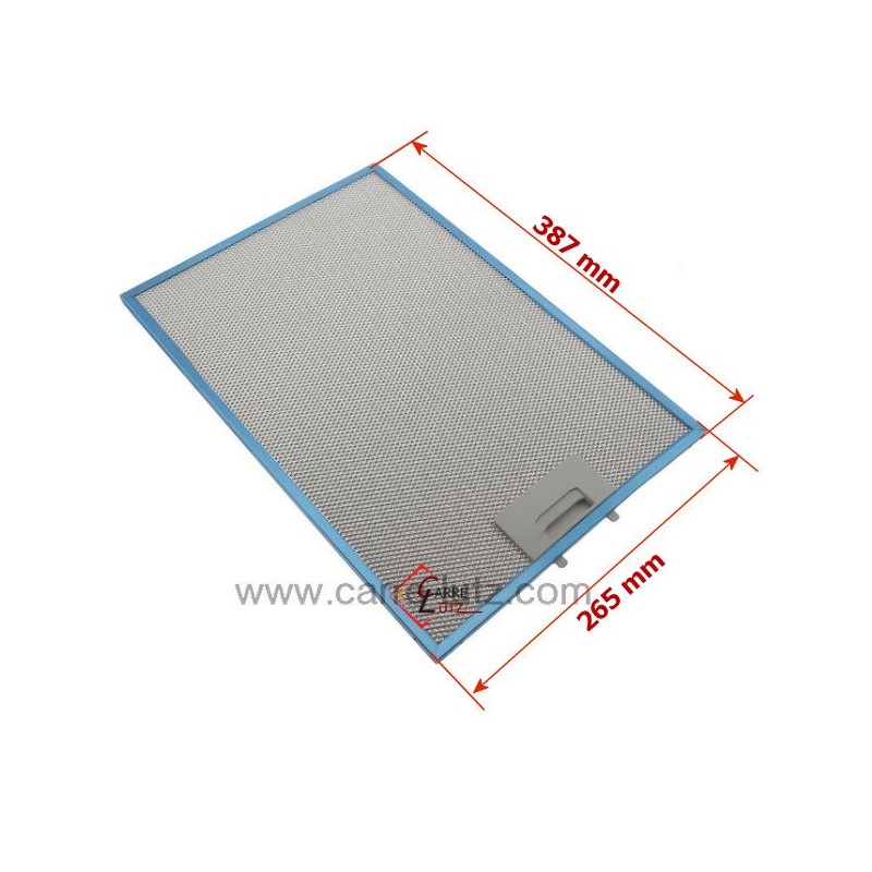 00353110 - Filtre à graisse métal 388,5x265mm de hotte aspirante Bosch Siemens