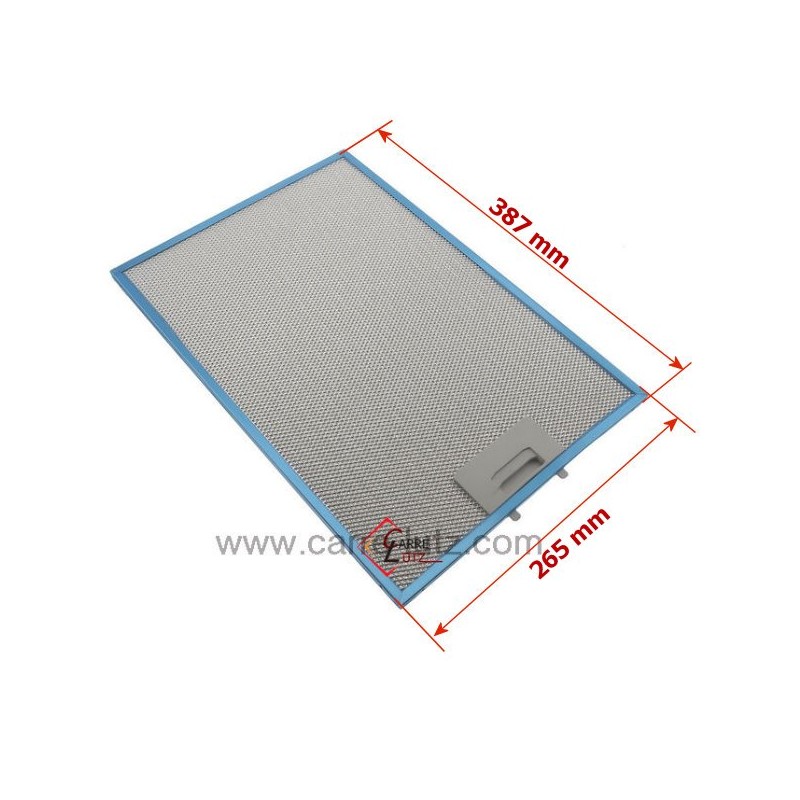 00353110 - Filtre à graisse métal 388,5x265mm de hotte aspirante Bosch Siemens 00353110 - Filtre à graisse métal 388,5x265mm de hotte aspirante Bosch Siemens