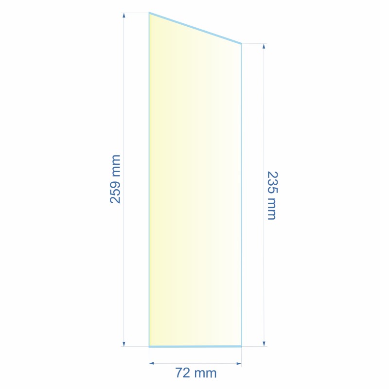 Verre réfractaire 72x235x259 mm Efel Surdiac