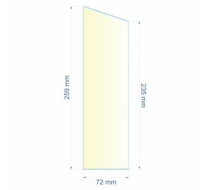 Verre réfractaire 72x235x259 mm Efel Surdiac