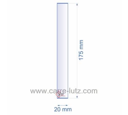 0020X175  199301 - Verre réfractaire 20x175 mm épaisseur 3 mm 3,20 €