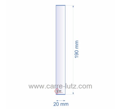 0020X190  199302 - Verre réfractaire 20x190 mm épaisseur 3 mm Franco-Belge 3,30 €