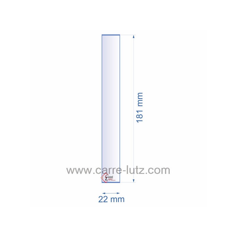 0022X181  Verre réfractaire 22x181 mm épaisseur 3 mm 2,10 €