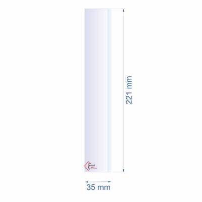 0035X221B  Verre réfractaire 35x221 mm biseauté épaisseur 3 mm 5,10 €