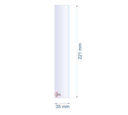 Verre réfractaire 35x221 mm biseauté épaisseur 3 mm