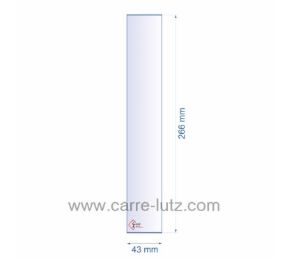 0043X266  Verre réfractaire 43x266 mm épaisseur 3 mm 5,80 €