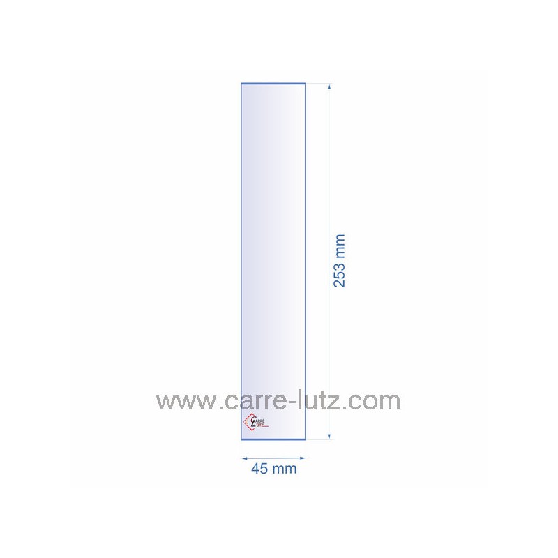 0045X253  Verre réfractaire 45x253 mm épaisseur 3 mm 6,90 €
