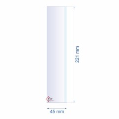 0045X221B  Verre réfractaire 45x221 mm biseauté épaisseur 3 mm 7,20 €