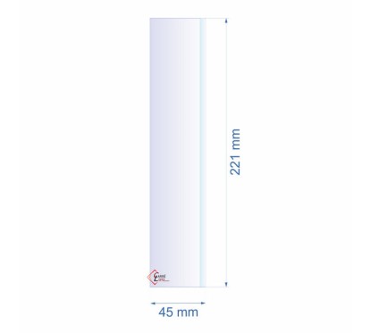 Verre réfractaire 45x221 mm biseauté épaisseur 3 mm