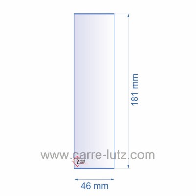 0046X181  Verre réfractaire 46x181 mm épaisseur 3 mm 4,30 €