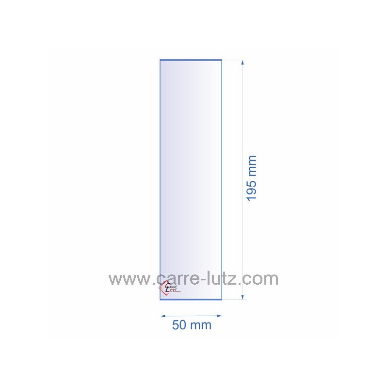 Verre réfractaire 50x195 mm épaisseur 3 mm