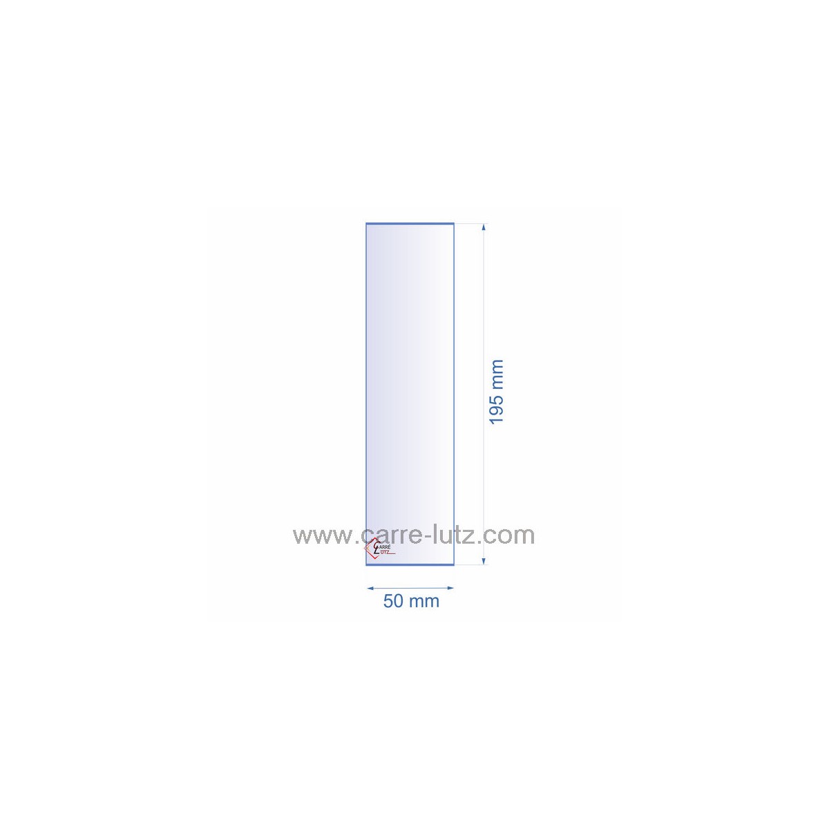 0050X195  Verre réfractaire 50x195 mm épaisseur 3 mm 5,00 €