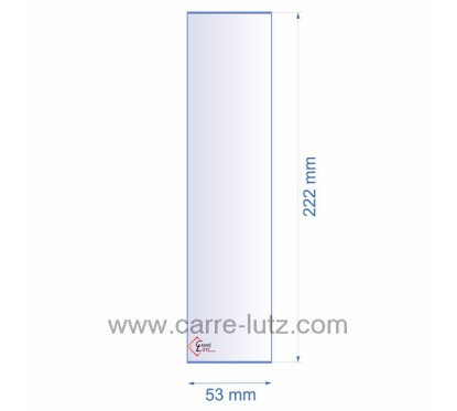 0053X222  Verre réfractaire 53x222 mm épaisseur 3 mm 6,00 €