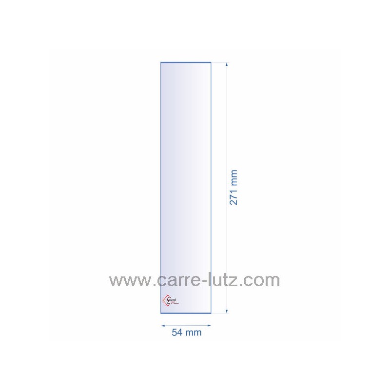 0054X271  Verre réfractaire 54x271 mm épaisseur 3 mm 11,60 €