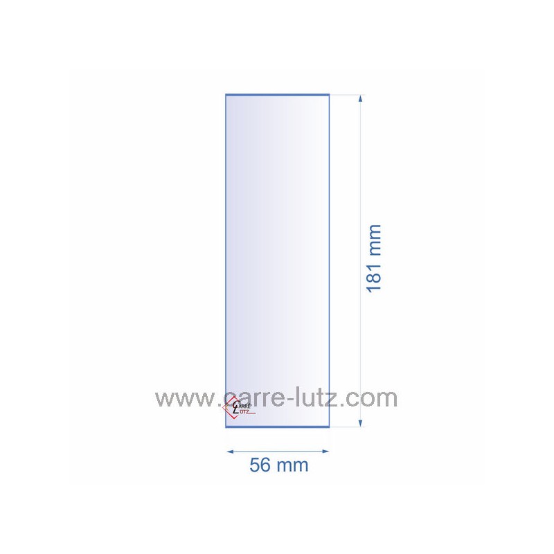 0056X181  Verre réfractaire 56x181 mm épaisseur 3 mm 5,20 €