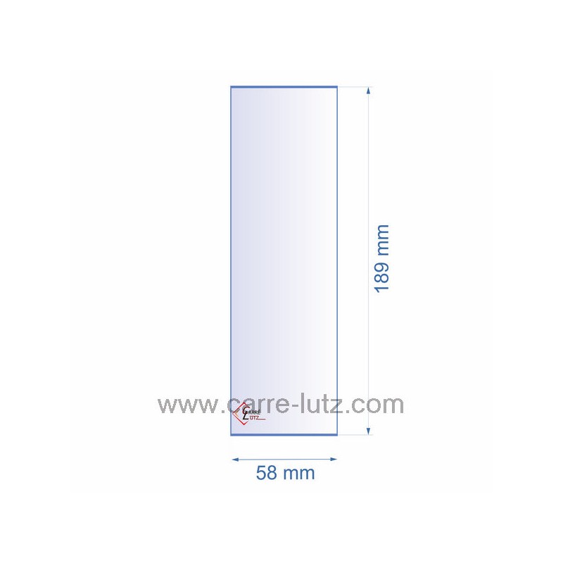 0058X189  Verre réfractaire 58x189 mm épaisseur 3 mm 5,60 €