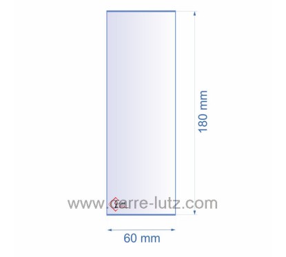 0060X180  Verre réfractaire 60x180 mm épaisseur 3 mm 6,30 €