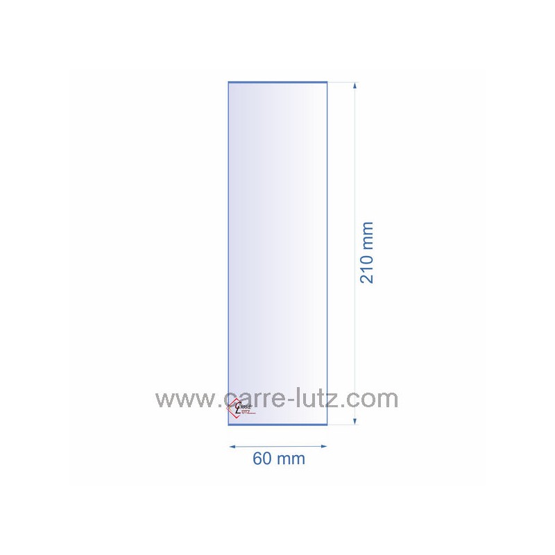 Verre réfractaire 60x210 mm épaisseur 3 mm