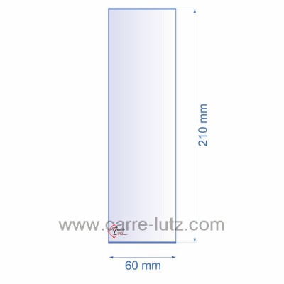 0060X210  Verre réfractaire 60x210 mm épaisseur 3 mm 6,40 €