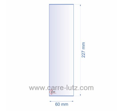 Verre réfractaire 60x227 mm épaisseur 3 mm