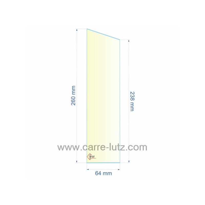 Verre réfractaire 64x238x260 mm n°19 Efel Surdiac