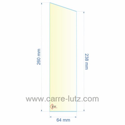 0064X238X260  Verre réfractaire 64x238x260 mm n°19 Efel Surdiac 9,20 €