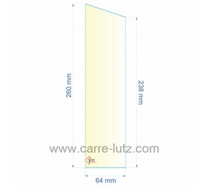 Verre réfractaire 64x238x260 mm n°19 Efel Surdiac
