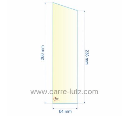 0064X238X260  Verre réfractaire 64x238x260 mm n°19 Efel Surdiac 9,20 €