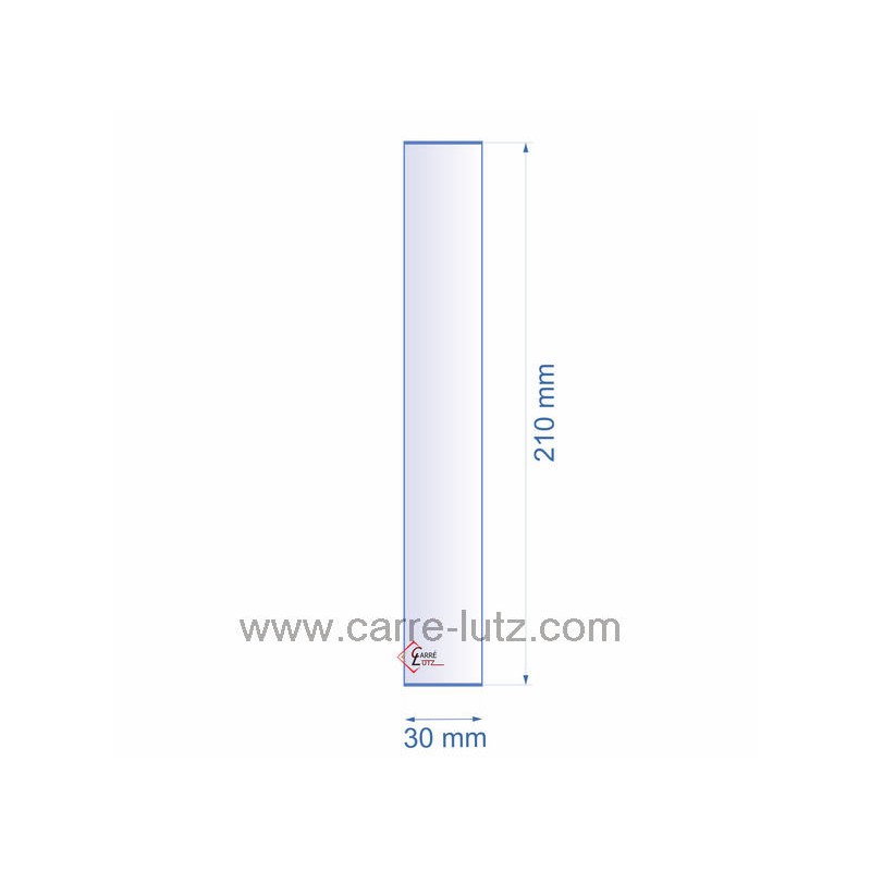 Verre réfractaire 30x210 mm épaisseur 3 mm