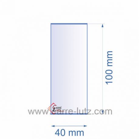 Verre réfractaire 40x100 mm épaisseur 3 mm, reference 0040X100