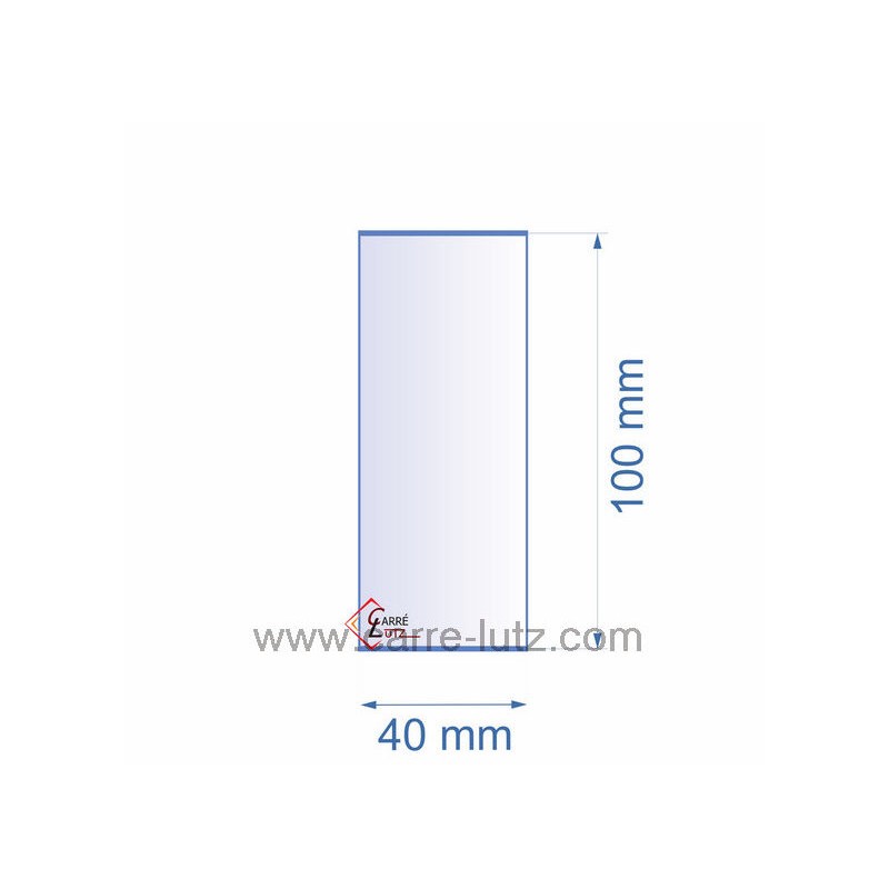 Verre réfractaire 40x100 mm épaisseur 3 mm