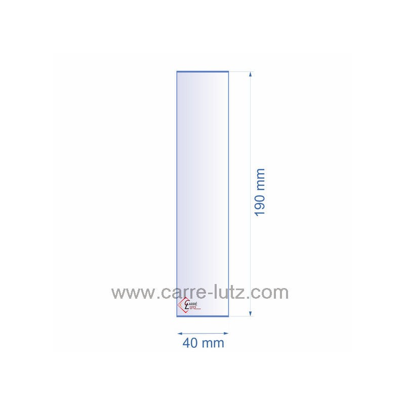 0040X190  Verre réfractaire 40x190 mm épaisseur 3 mm 3,90 €