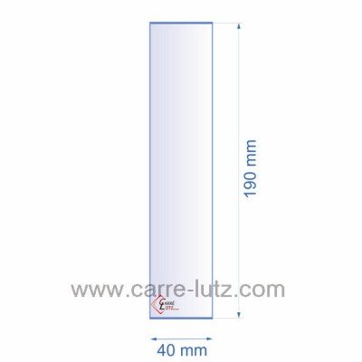 0040X190  Verre réfractaire 40x190 mm épaisseur 3 mm 3,90 €