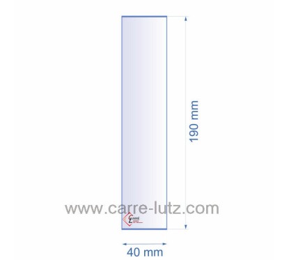 0040X190  Verre réfractaire 40x190 mm épaisseur 3 mm 3,90 €