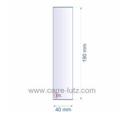 0040X190  Verre réfractaire 40x190 mm épaisseur 3 mm 3,90 €