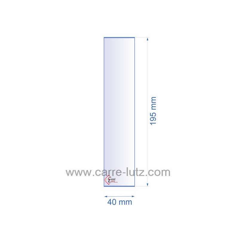 0040X195  Verre réfractaire 40x195 mm épaisseur 3 mm 4,00 €