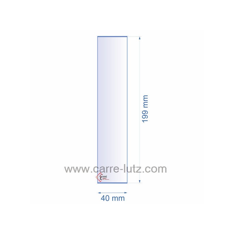 Verre réfractaire 40x199 mm épaisseur 3 mm, reference 0040X199