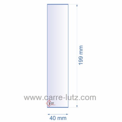 0040X199  Verre réfractaire 40x199 mm épaisseur 3 mm 4,00 €