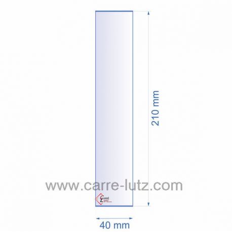 Verre réfractaire 40x210 mm épaisseur 3 mm, reference 0040X210
