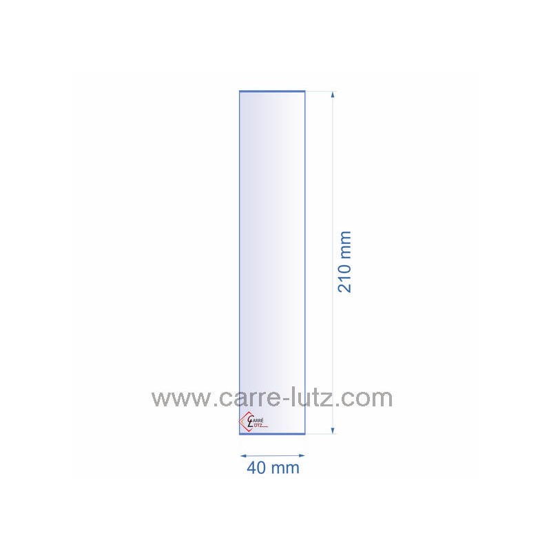 0040X210  Verre réfractaire 40x210 mm épaisseur 3 mm 4,90 €