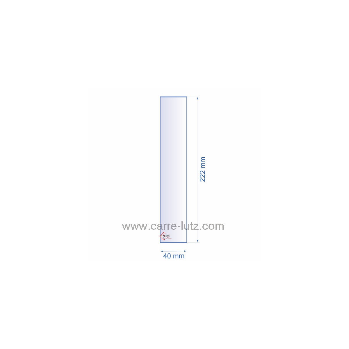 0040X222  Verre réfractaire 40x222 mm épaisseur 3 mm 4,50 €