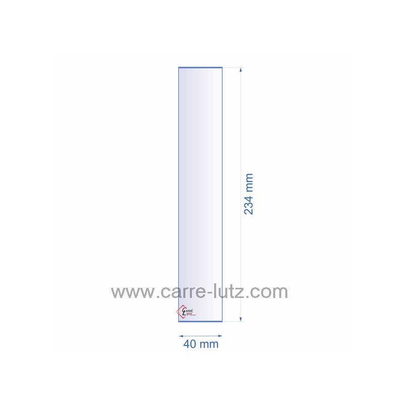 0040X234  Verre réfractaire 40x234 mm épaisseur 3 mm 5,10 €