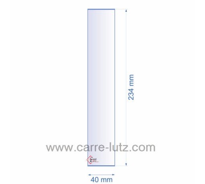 0040X234  Verre réfractaire 40x234 mm épaisseur 3 mm 5,10 €