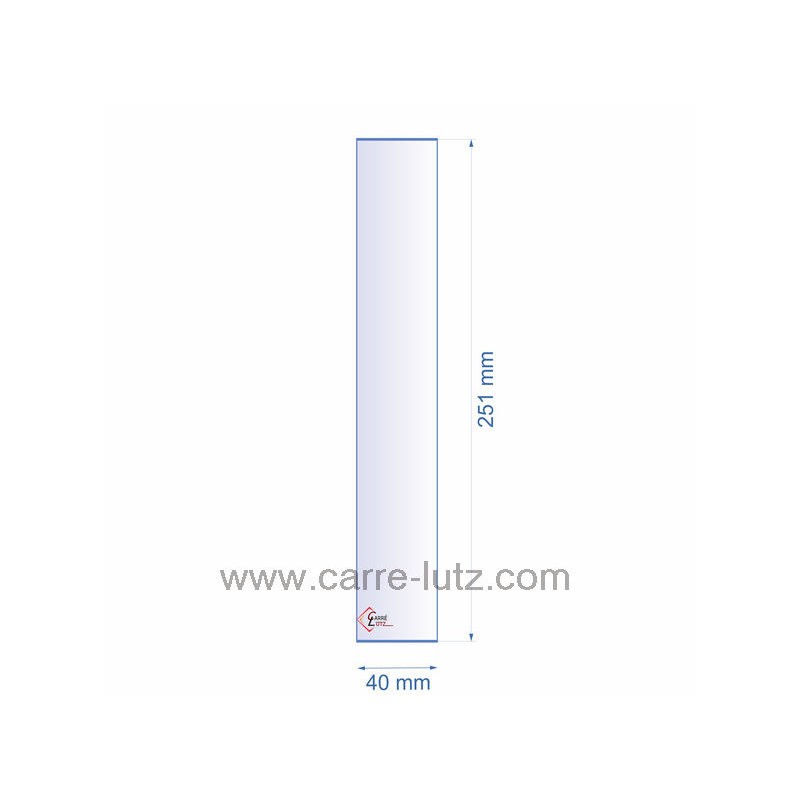 0040X251  Verre réfractaire 40x251 mm épaisseur 3 mm 5,20 €