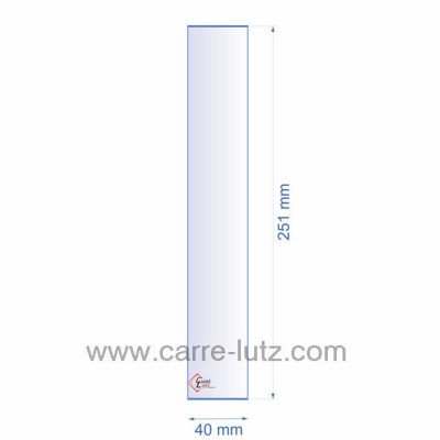 0040X251  Verre réfractaire 40x251 mm épaisseur 3 mm 5,20 €