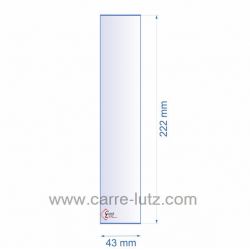 Verre réfractaire 43x222 mm épaisseur 3 mm Efel Ref. 2251, reference 0043X222