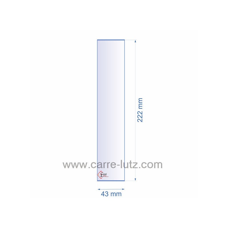 0043X222  Verre réfractaire 43x222 mm épaisseur 3 mm 4,90 €