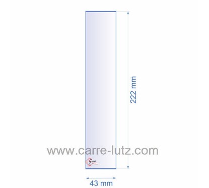 0043X222  Verre réfractaire 43x222 mm épaisseur 3 mm 4,90 €