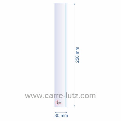 0030X250B  Verre réfractaire 30x250 mm biseauté épaisseur 3 mm 3,80 €