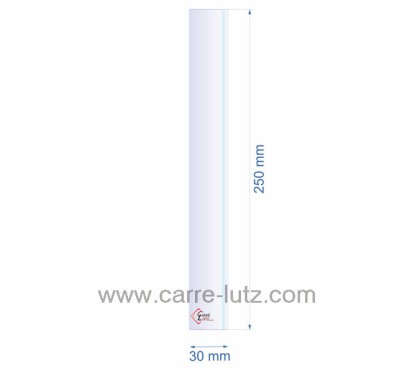 Verre réfractaire 30x250 mm biseauté épaisseur 3 mm